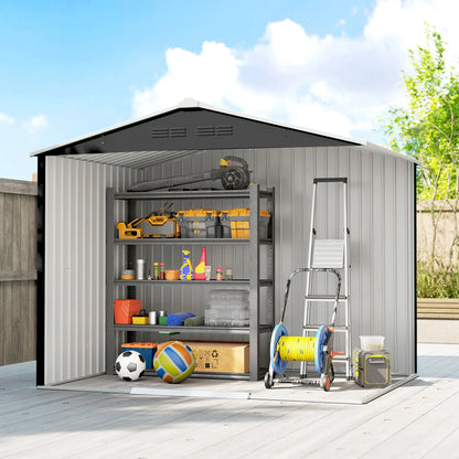 Abri de jardin en métal 8 x 6 pieds, gris foncé