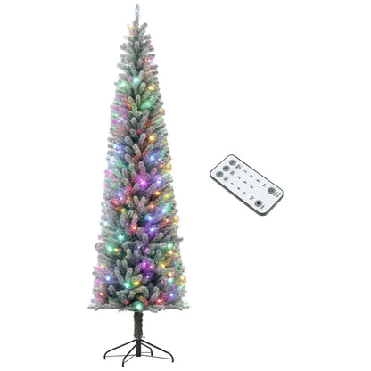 9ft Prelit Pencil Christmas Tree, Flocked, 895 Tips, Dual Color LEDs Pre Lit Christmas Trees at Gallery Canada