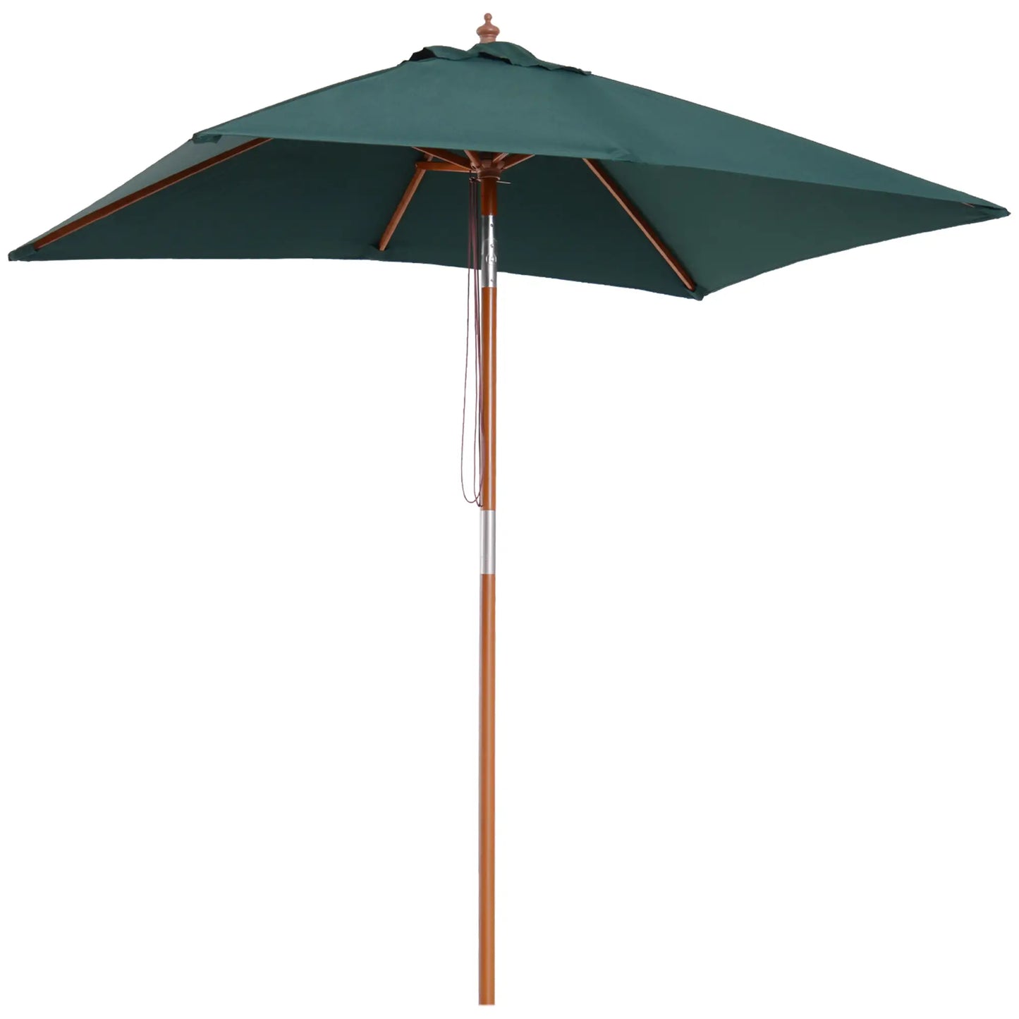 6.6x5ft Square Wooden Patio Umbrella, Tilt Mechanism, 6 Bamboo Ribs, Green Sun Umbrellas Green at Gallery Canada