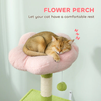 48 Inch Flower Cat Tree, Scratching Post, Cozy Bed, Condo, Green Cat Towers at Gallery Canada