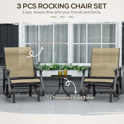 3PCs Gliding Rocking Chair, Bistro Tea Table Set, Grey Outdoor Gliders at Gallery Canada