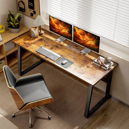 71 Inch Computer Desk, Home Office Study Table, Brown Writing Desks at Gallery Canada