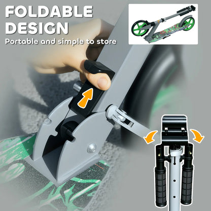 Kids Kick Scooter, Adjustable Height, Rear-Fender Brake, 200mm Wheel, Foldable, Green Scooters at Gallery Canada