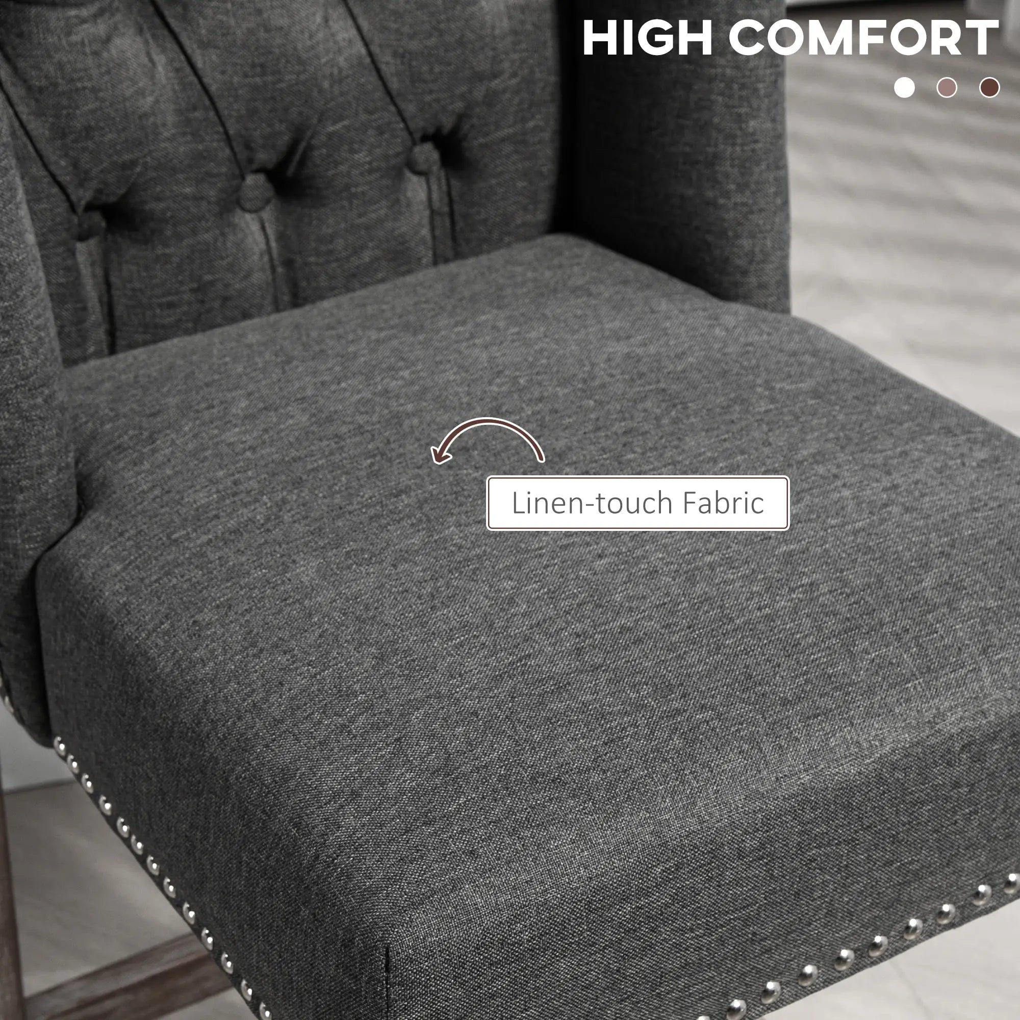 Counter Height Bar Stools Set of 2, Upholstered, Charcoal Grey Bar Stools at Gallery Canada