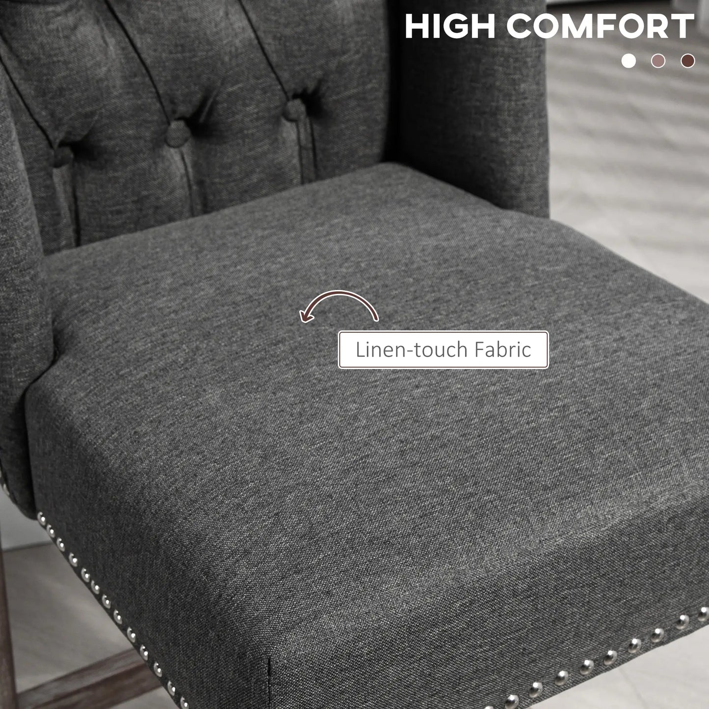 Counter Height Bar Stools Set of 2, Upholstered, Charcoal Grey Bar Stools at Gallery Canada