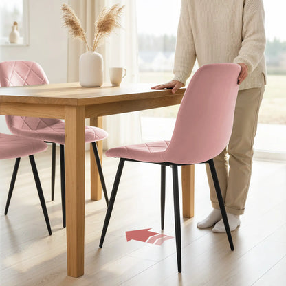 Upholstered Dining Chairs Set of 4, Steel Legs, Modern Kitchen, Pink Dining Chairs at Gallery Canada