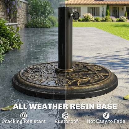18” Round Patio Umbrella Base, Cast Stone Resin, Bronze Umbrella Bases at Gallery Canada