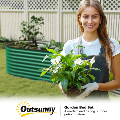 Galvanized Raised Garden Bed, 5 x 2.5 x 2 ft, Oval Planter Box, Dark Green