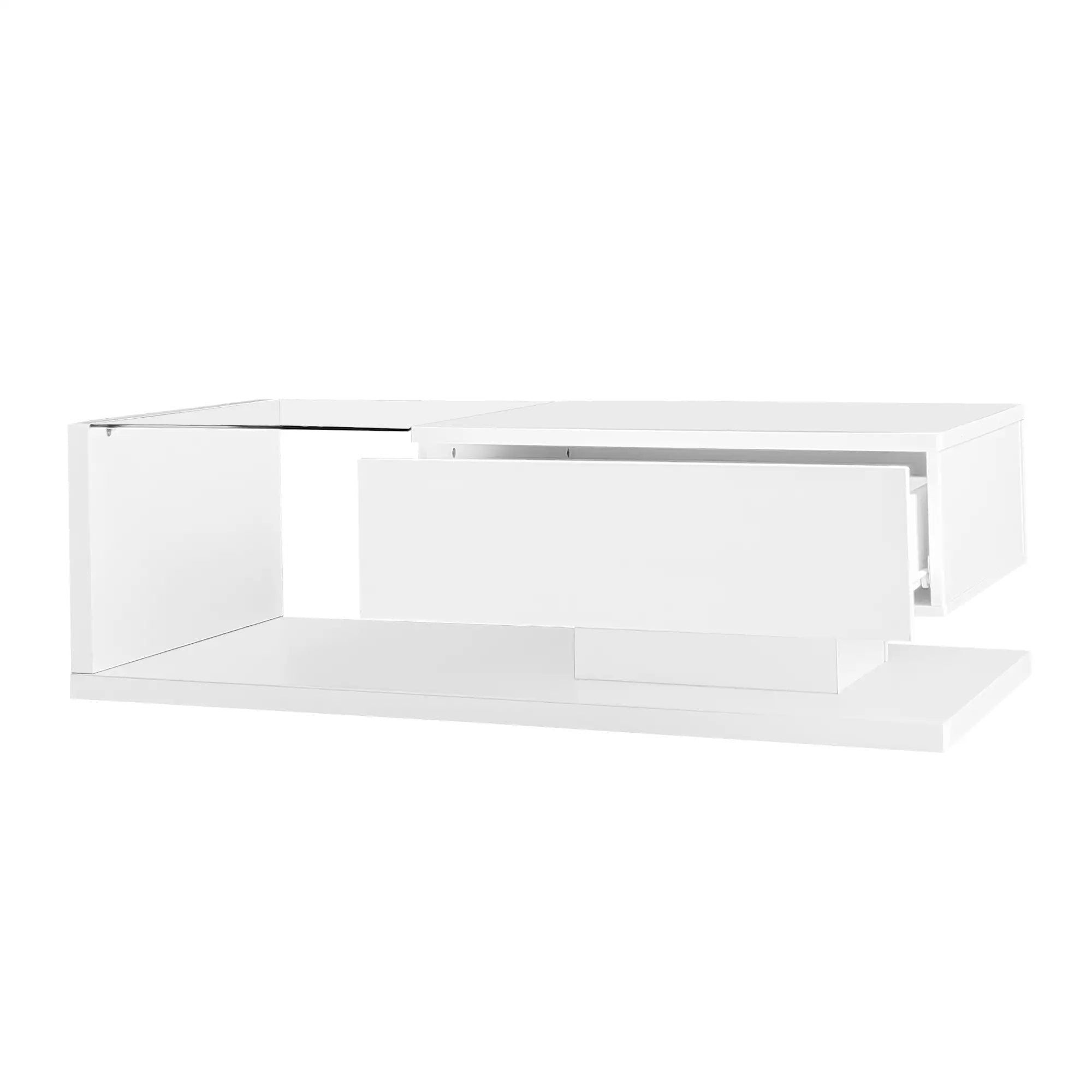 Modern Coffee Table, Glass LED Effect, Storage, 41.5
