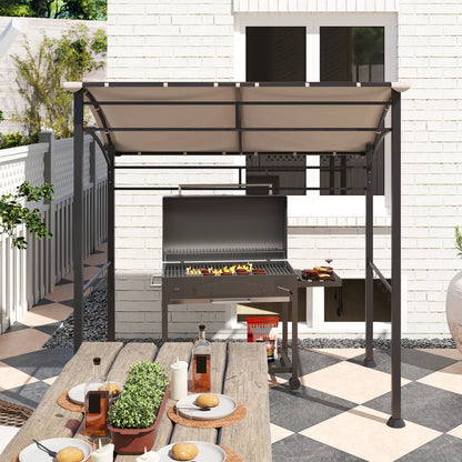 7' x 5' BBQ Grill Gazebo Tent, Steel Frame, Hooks, Khaki BBQ Grill Gazebos at Gallery Canada