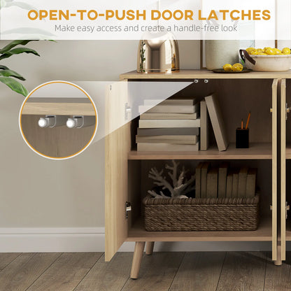 Modern Fluted Buffet Cabinet, Adjustable Shelves, Wood Legs, Oak Storage Cabinets at Gallery Canada