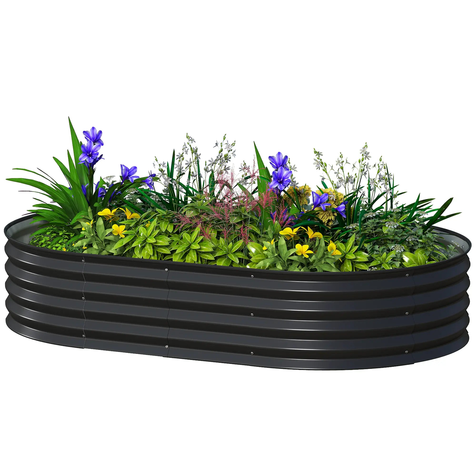 5' x 3' x 1' Large Outdoor Planter Box, Galvanized Raised Garden Bed, Black Galvanized Planter Boxes Black at Gallery Canada