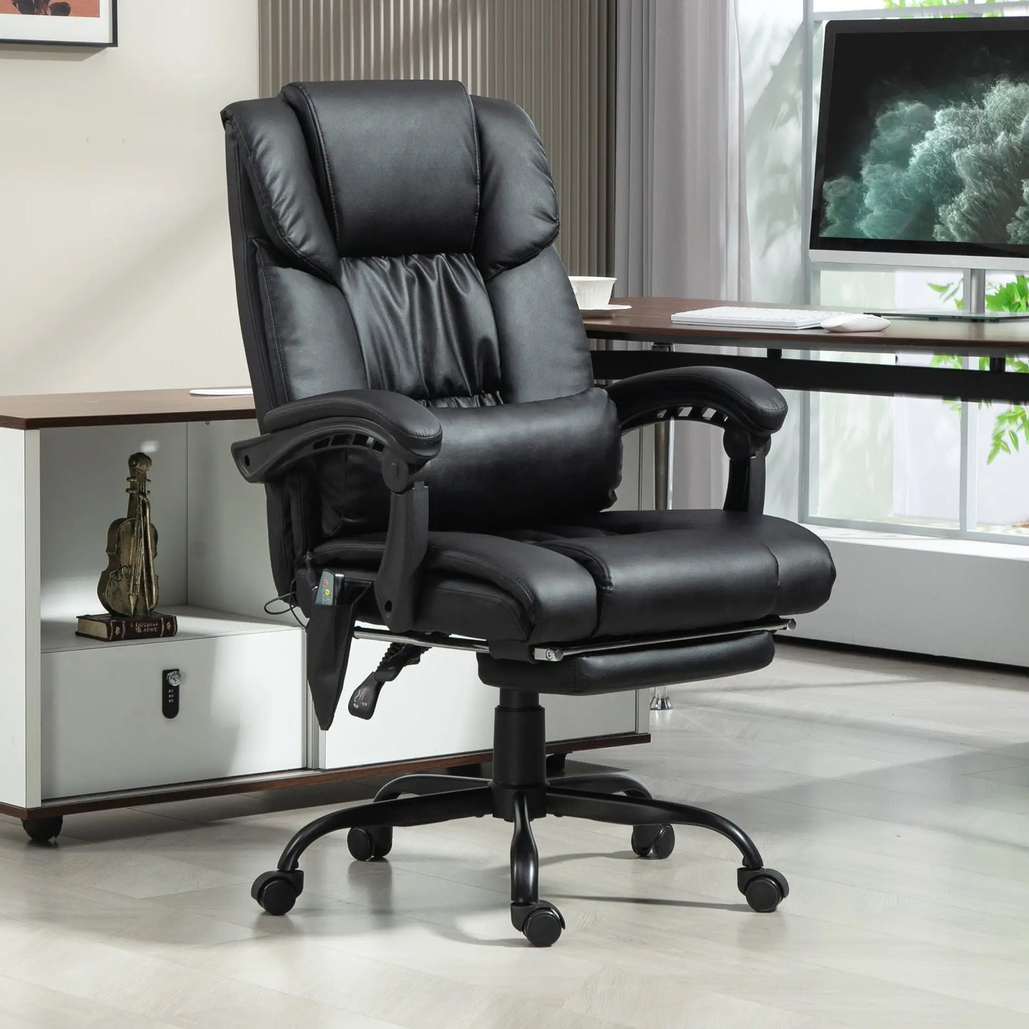 6-Point Vibration Massage Chair, Height Adjustable, Reclining, Black Massage Chairs at Gallery Canada