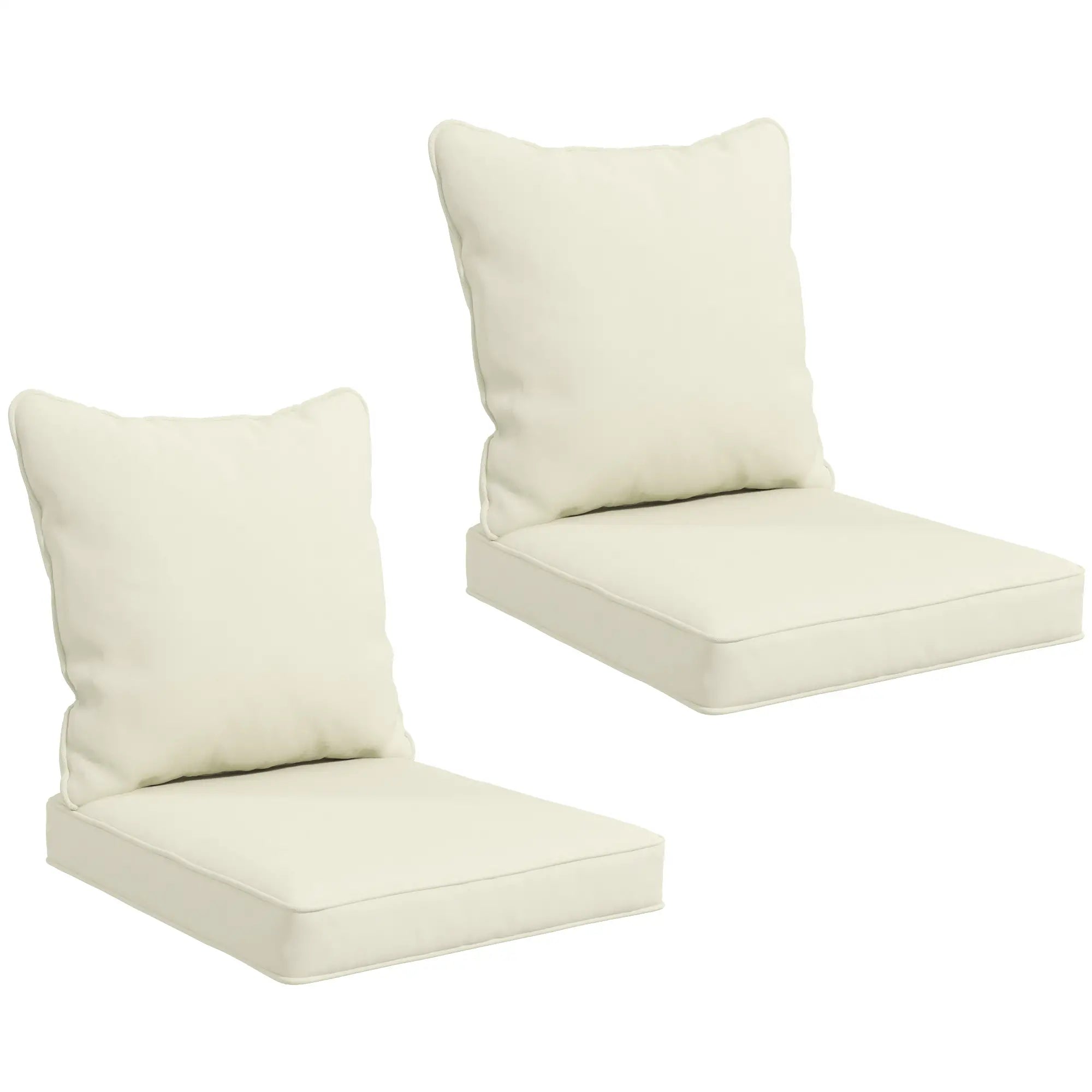 Seat Cushion Back Pillows, Set of 2, Indoor Outdoor, White Cream Patio Chair Cushions Cream at Gallery Canada