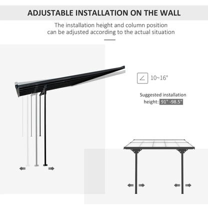 10' x 10' Aluminum Pergola, Adjustable Height, Polycarbonate Roof, UV Protection, Grey Pergolas at Gallery Canada