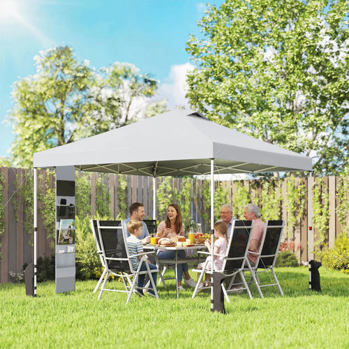 9.6 x 9.6 ft Pop Up Canopy Tent, UPF 50+, Sandbags, Wheeled Bag