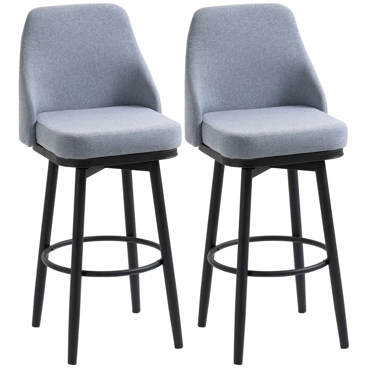 Extra Tall Bar Stools Set of 2, 360° Swivel, Steel Legs Footrest, Light Grey Bar Stools Light Grey at Gallery Canada