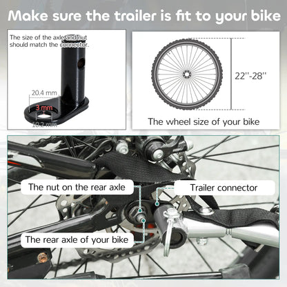 2-Seat Child Bike Trailer, Steel Frame, 5-Point Harness, Red