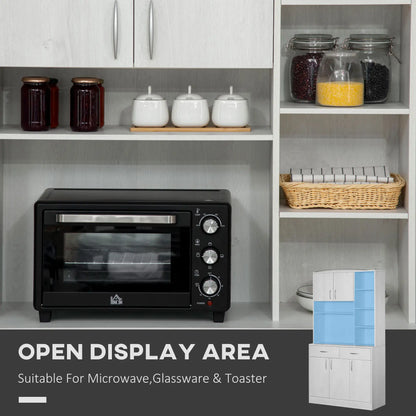 71" Kitchen Hutch with Storage Cabinet, Modern Buffet, Ash White Kitchen Pantry Cabinets at Gallery Canada