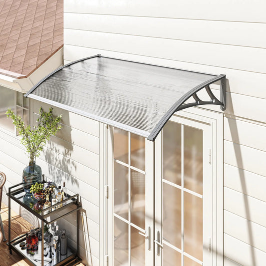 Window Awning Door Canopy, Polycarbonate Patio Cover, 43.3" x 23.6", Clear Door Awnings Grey, Clear at Gallery Canada