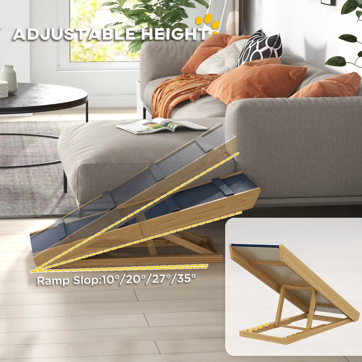 Adjustable Dog Ramp for Bed, Sofa, Non-Slip Surface, Folding Stairs Dog Stairs at Gallery Canada