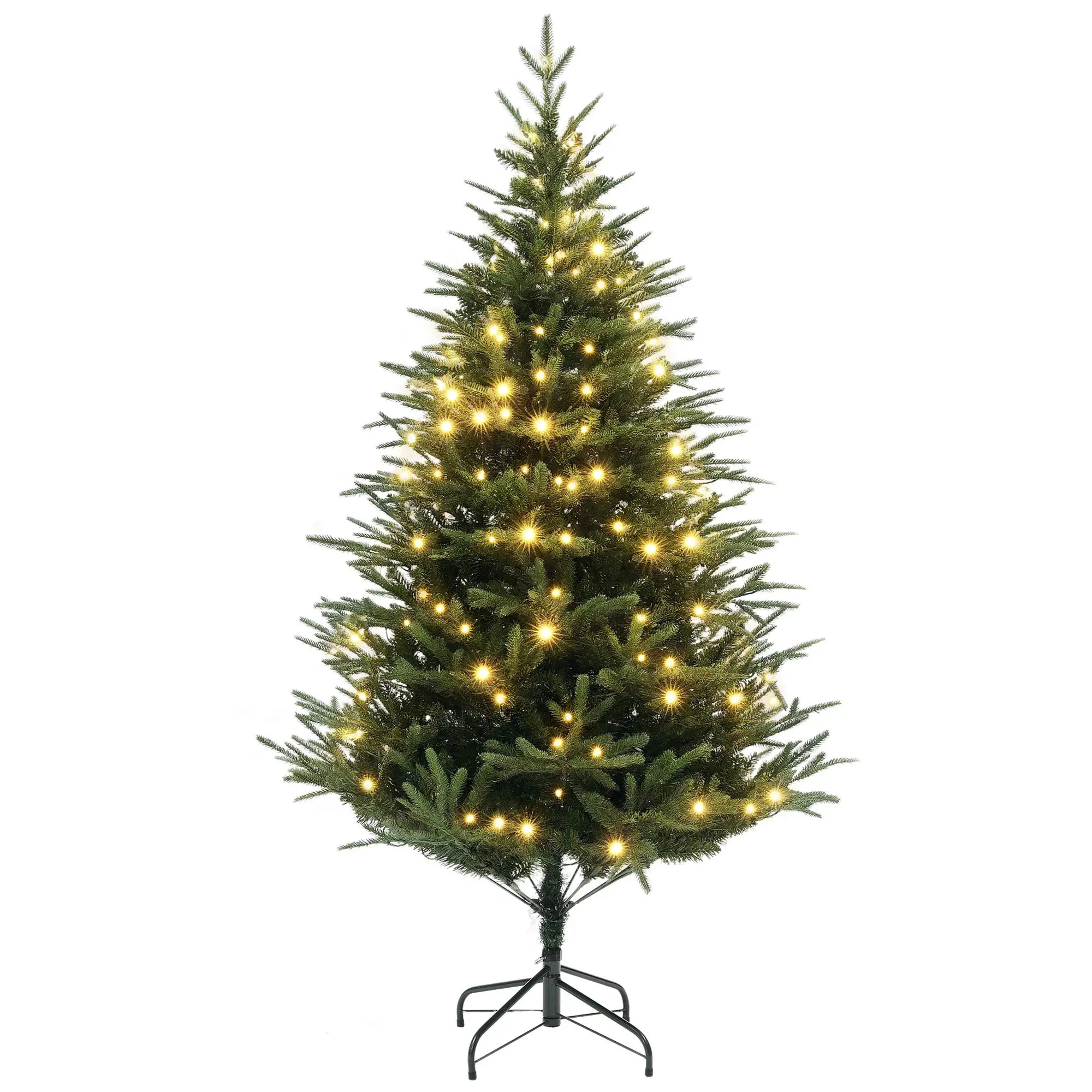 6ft Prelit Artificial Christmas Tree, Steel Base, Hinged, Warm White LED Lights Pre Lit Christmas Trees at Gallery Canada