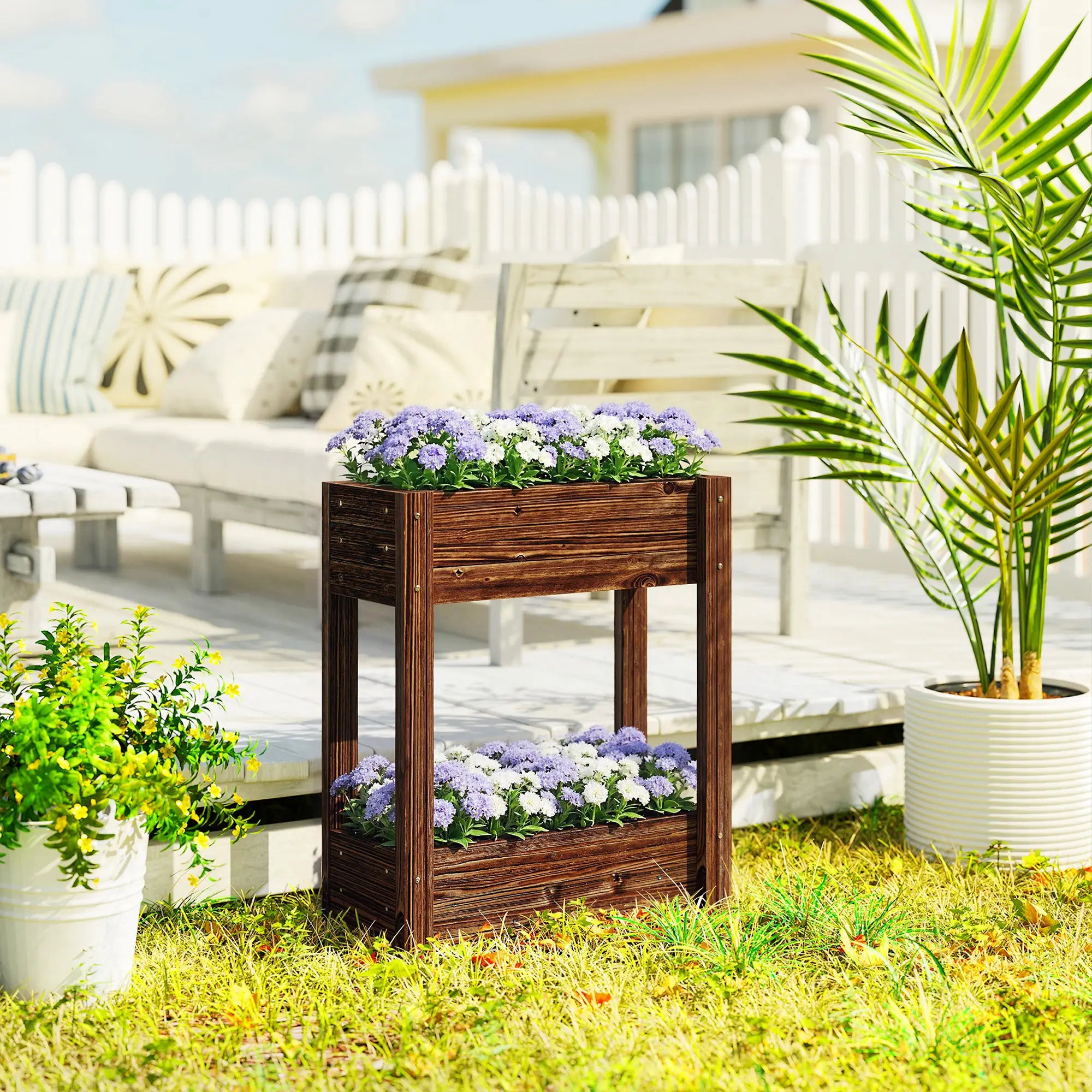 2-Tier Wooden Raised Garden Bed, 23.6