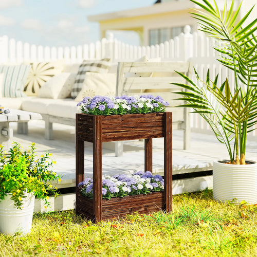 2-Tier Wooden Raised Garden Bed, 23.6