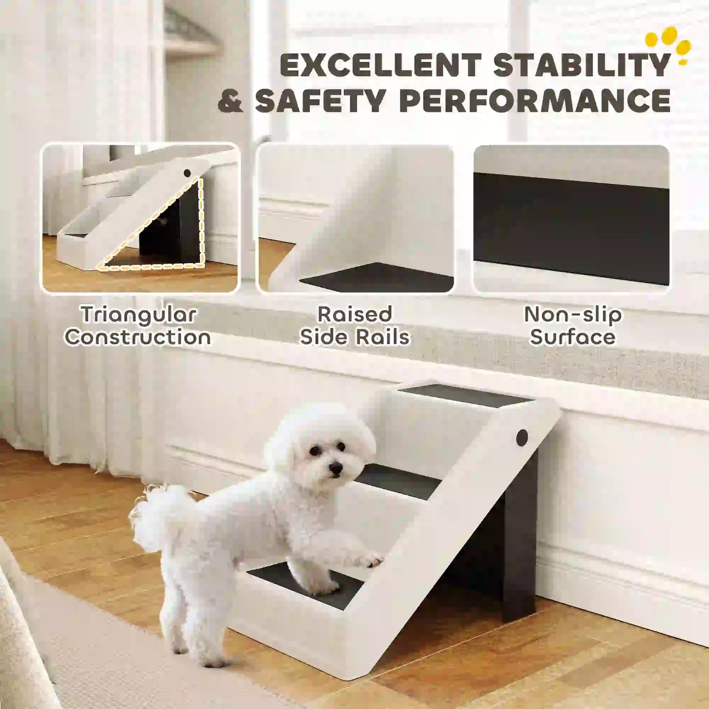 Dog Stairs, 14.5" H, Foldable Pet Ramp, 3 Non-Slip Steps Dog Stairs at Gallery Canada