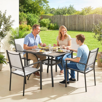 5 Piece Outdoor Patio Dining Set, Table And 4 Stackable Chairs Outdoor Dining Sets at Gallery Canada