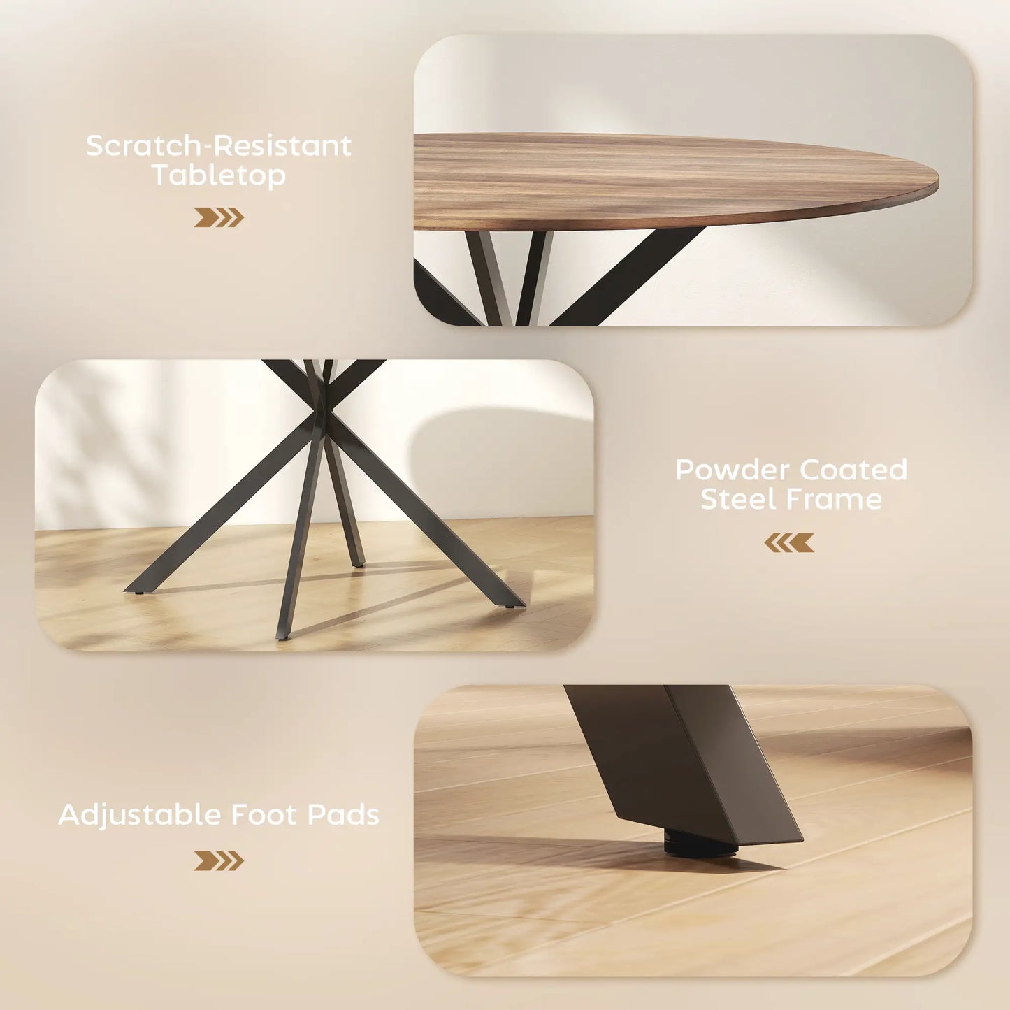 47 Inch Round Kitchen Table, Industrial Dining Table, Dark Brown Black Dining Tables at Gallery Canada