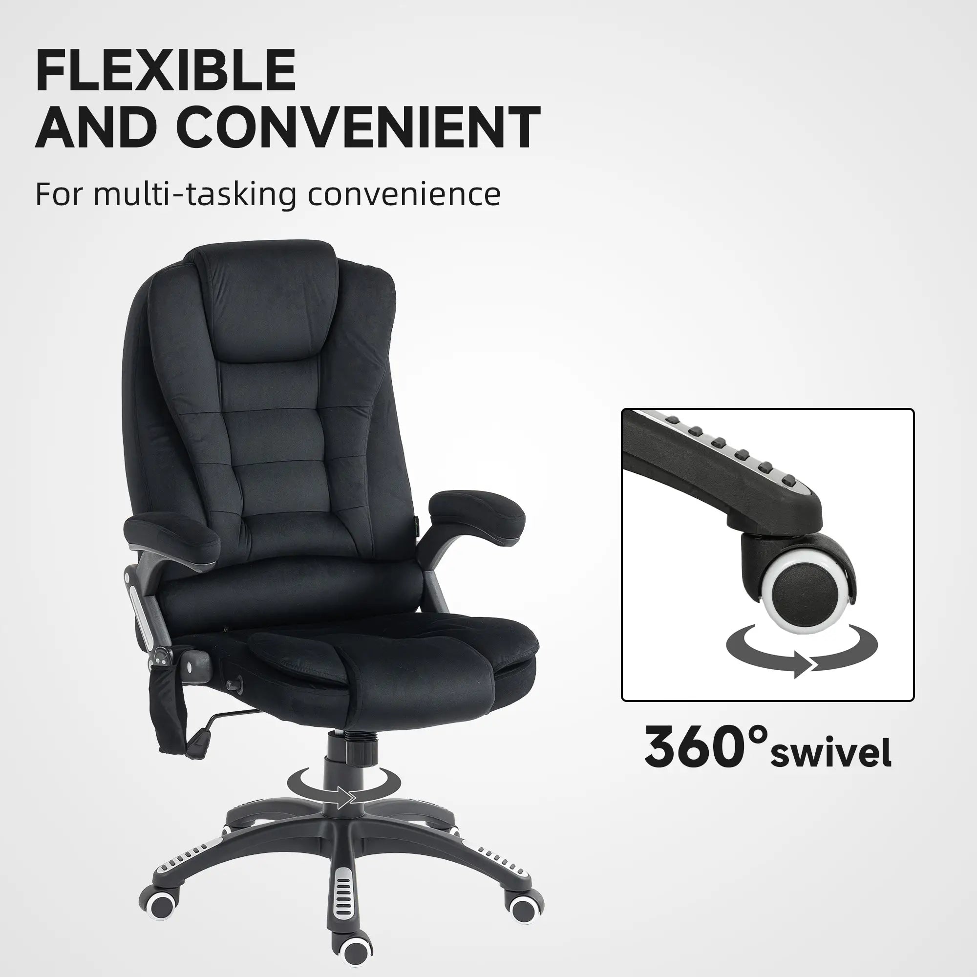 6 Point Vibrating Massage Office Chair, High Back, Reclining, Swivel Wheels, Black Massage Chairs at Gallery Canada