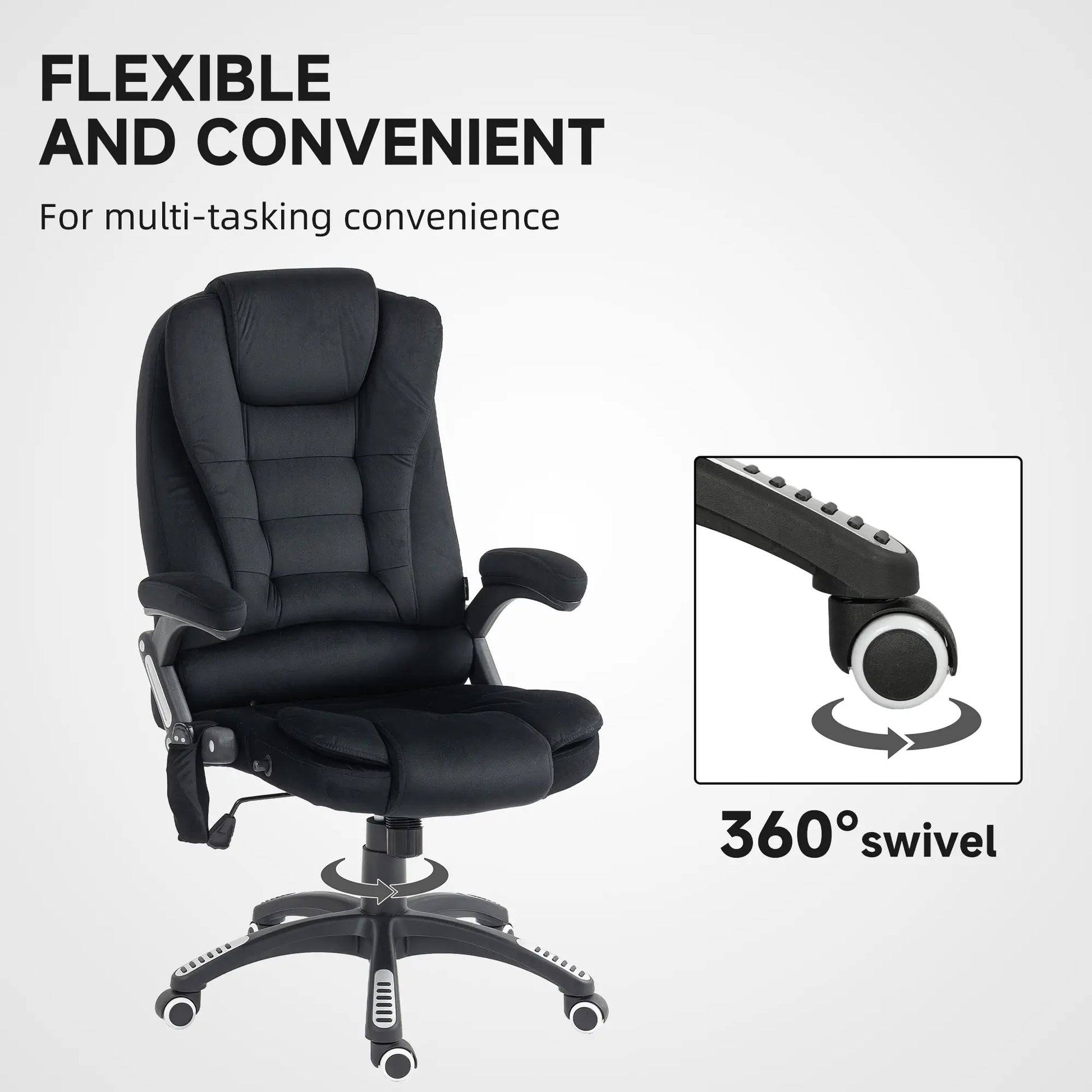 6 Point Vibrating Massage Office Chair, High Back, Reclining, Swivel Wheels, Black Massage Chairs at Gallery Canada