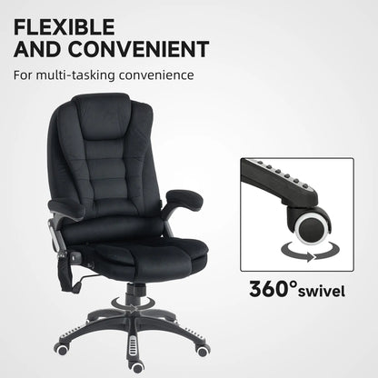 6 Point Vibrating Massage Office Chair, High Back, Reclining, Swivel Wheels, Black Massage Chairs at Gallery Canada