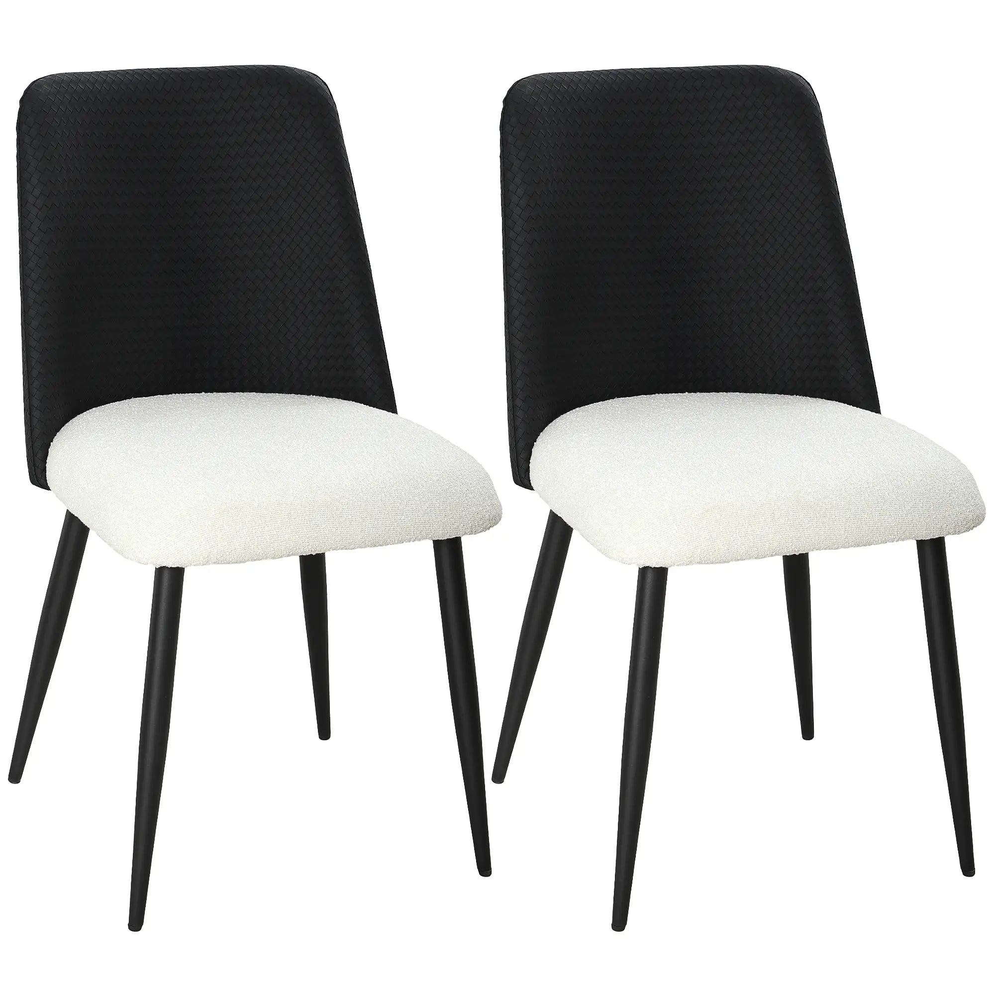 Upholstered Dining Chairs, Set Of 2, Steel Legs, Padded Seat, Black Dining Chairs Black, Beige at Gallery Canada