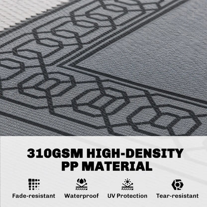 Portable Outdoor Rug, 9' x 12', Waterproof, Reversible, Black and Grey Outdoor Reversible Rugs at Gallery Canada