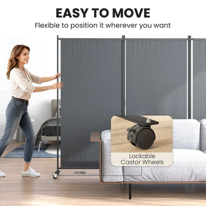 Folding Room Divider with Wheels, Privacy Screen, 6ft Tall Side Awnings at Gallery Canada