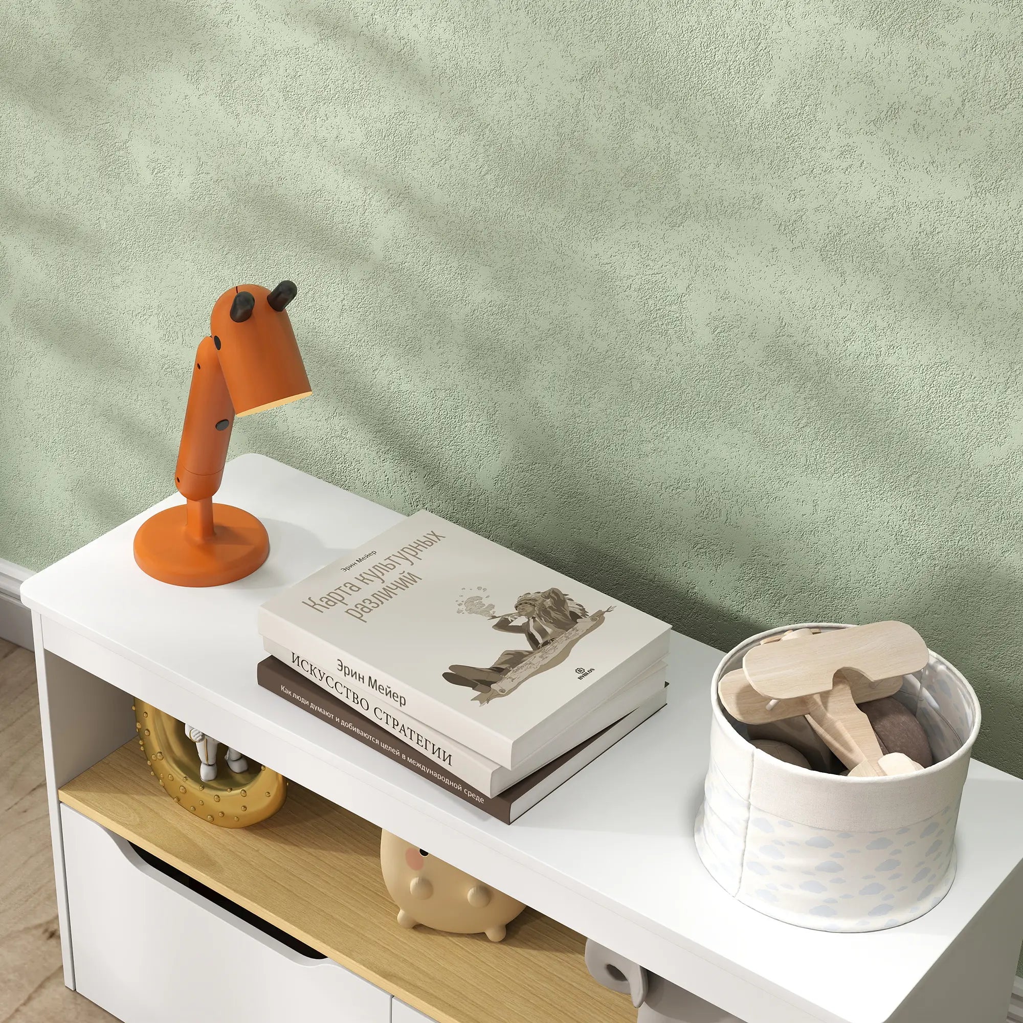 Kids Bookshelf with 2 Drawers, Large Tabletop Shelf, White Baby & Kids Storage at Gallery Canada