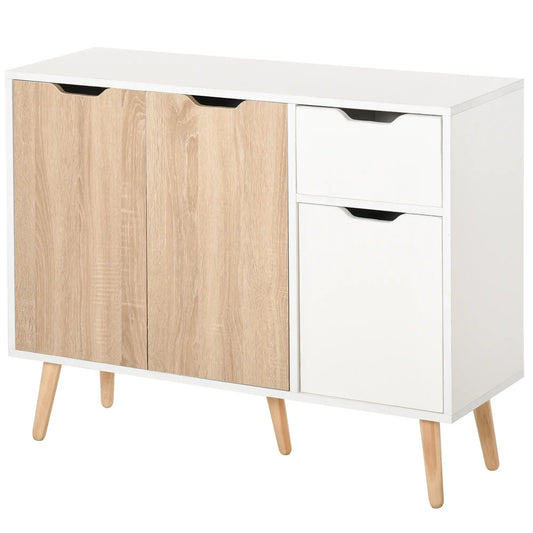 35" Sideboard Storage Cabinet, White and Nature Wood, White, Nature Wood Bar Cabinets Nature Wood, White at Gallery Canada