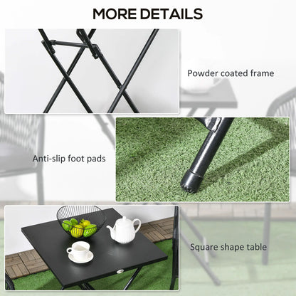 Folding Coffee Table, Square Side Table, Metal Top, 23.6" x 23.6", Black Patio Side Tables at Gallery Canada