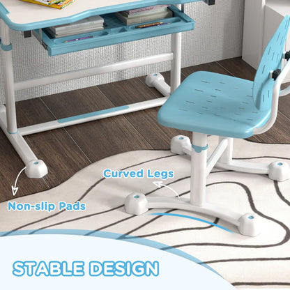 Adjustable Kids Desk and Chair Set, Tilt Desktop, Large Board, Drawer, Blue Kids Desk Sets at Gallery Canada