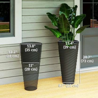 29" Tall Stackable Planters, Set of 2, Indoor Outdoor, Black Planter Set at Gallery Canada