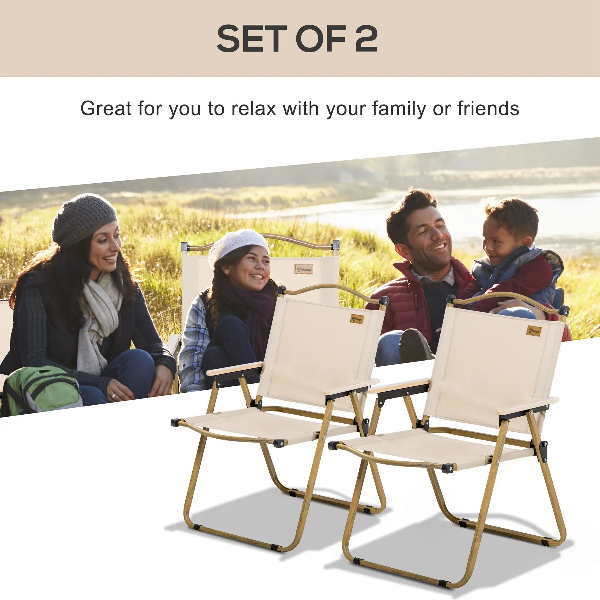 Set of 2 Camping Chairs, Lightweight Folding, Portable, Khaki Picnic Tables & Camping Chairs at Gallery Canada