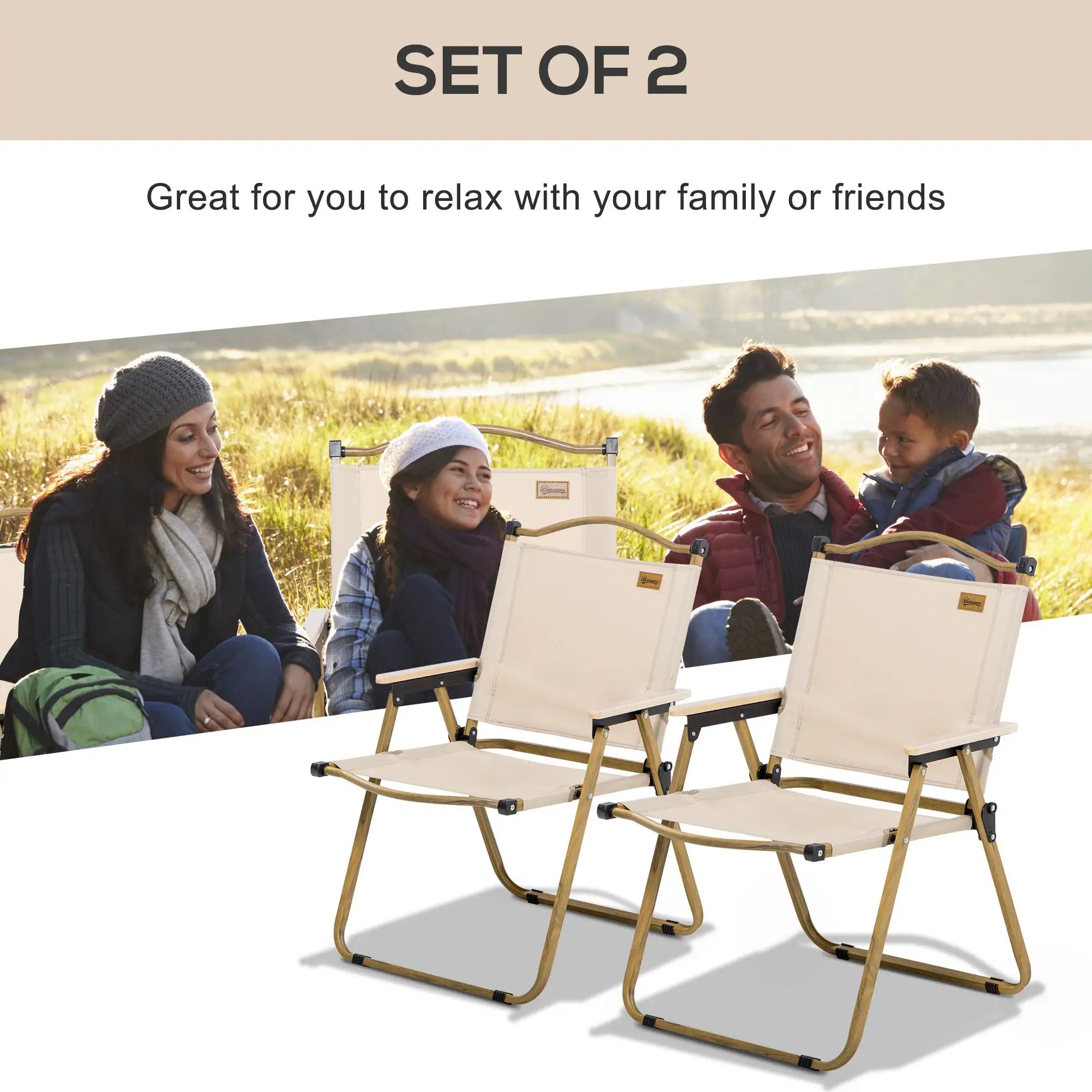 Set of 2 Camping Chairs, Lightweight Folding, Portable, Khaki Picnic Tables & Camping Chairs at Gallery Canada