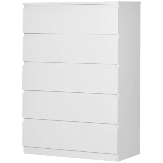 5 Drawer Chest, Dresser for Bedroom, Zinc Alloy Runners Storage Cabinets White at Gallery Canada