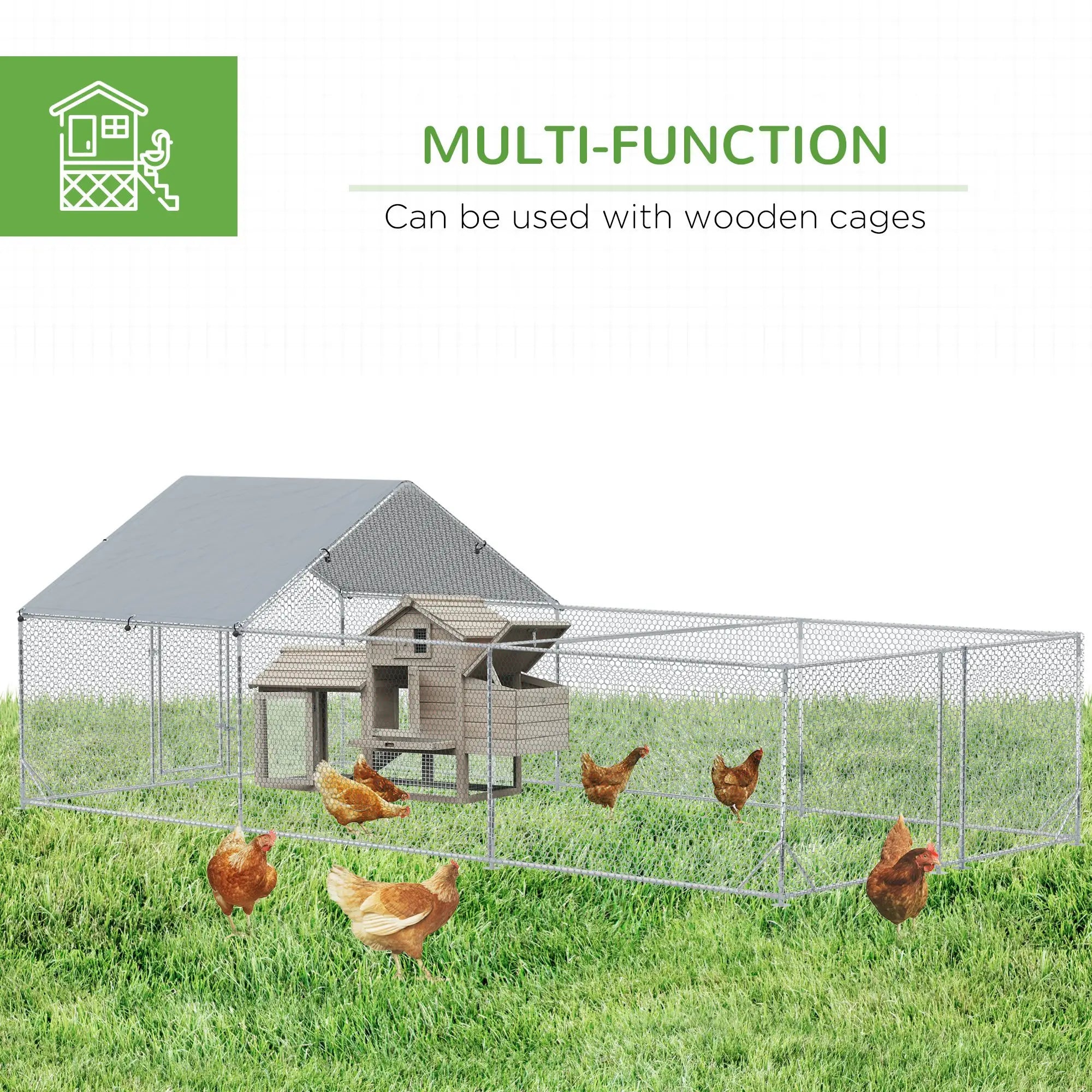 19.7' x 9.8' Metal Chicken Run, Waterproof Anti-UV Cover Chicken Coops at Gallery Canada