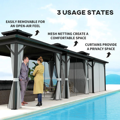 10' x 10' Hardtop Gazebo, Sun Shelter, Mosquito Netting, Light Grey Gazebos at Gallery Canada