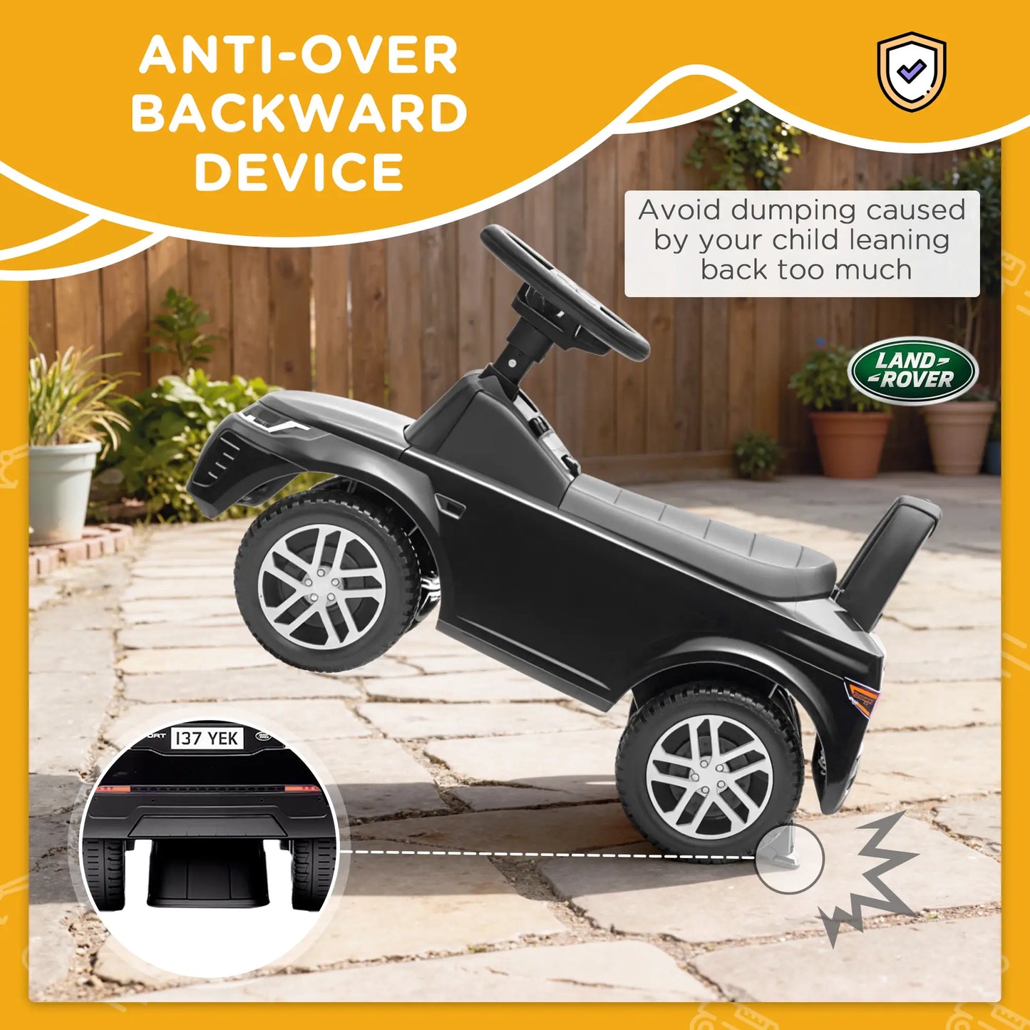 Land Rover Voiture à pousser pour enfant, anti-basculement, Noir