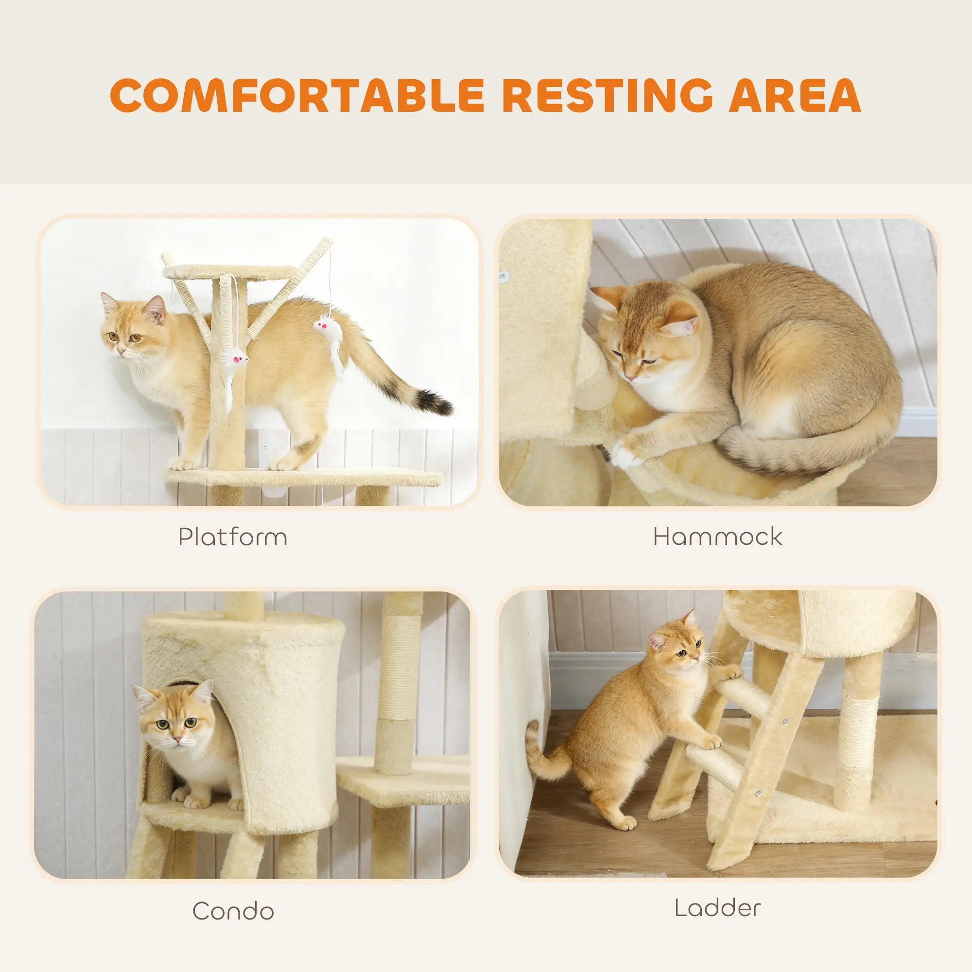 53 Cat Tree Tower, Kitten Activity Centre, Scratching Posts, Beige Cat Towers at Gallery Canada