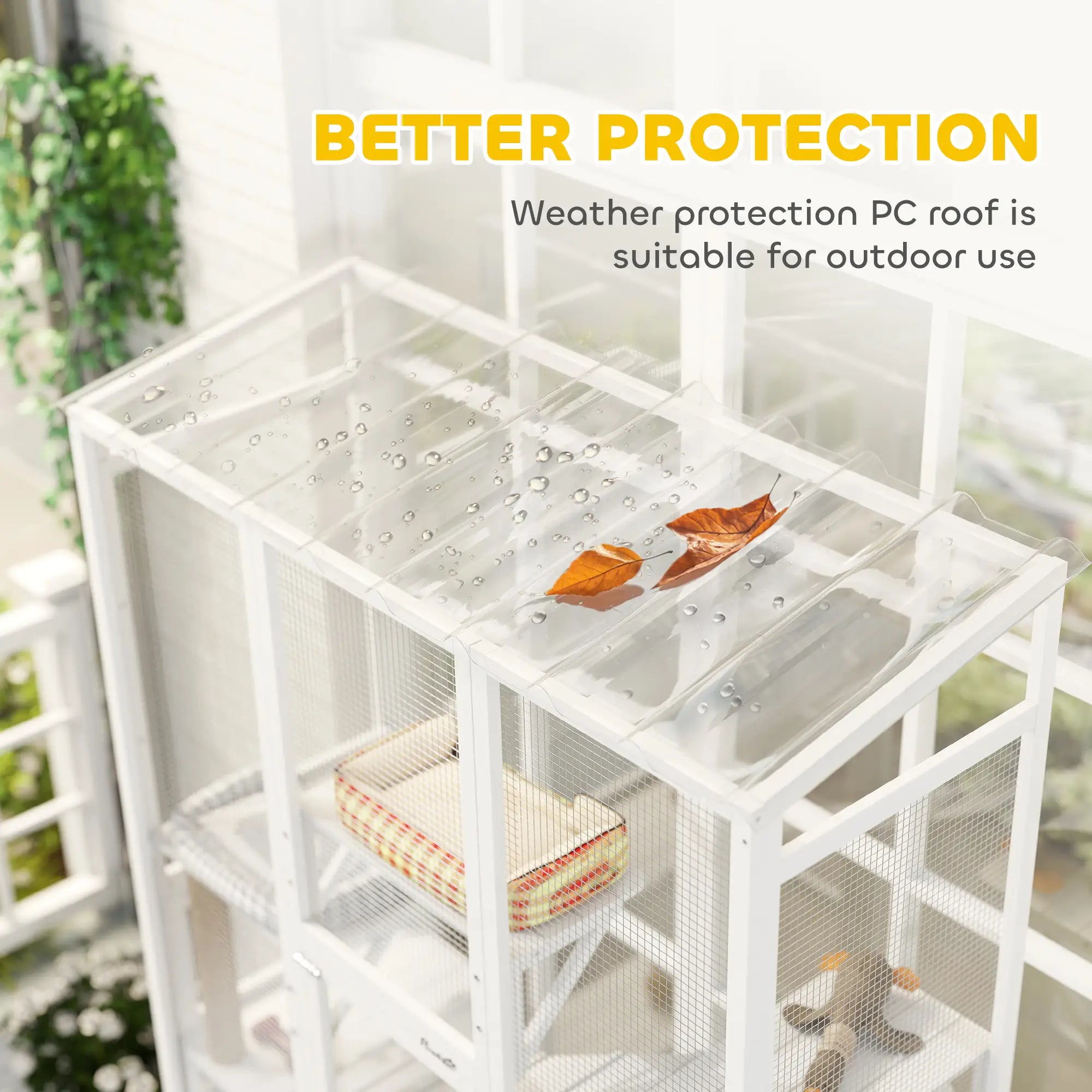 Wooden Catio Outdoor Cat Enclosure, 6 Platforms, Scratching Post, 2 Ramps, Waterproof Roof, White Outdoor Cat Enclosures at Gallery Canada